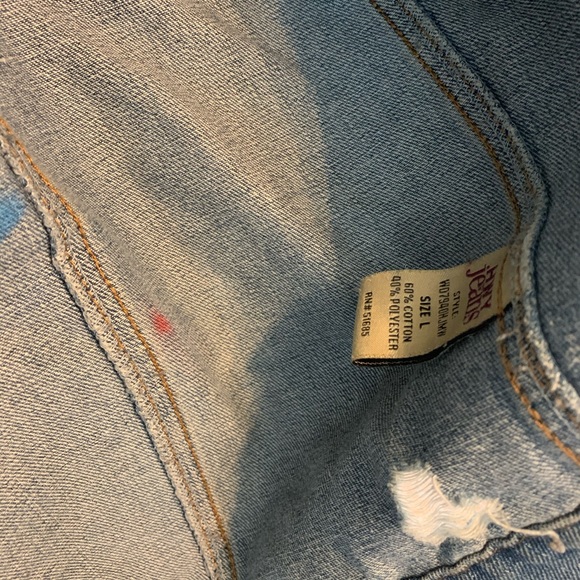 Highway Jeans Denim Jacket Painted & Distressed L - Picture 6 of 16
